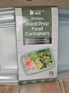 Madison York Mint Green 20-Piece Meal Prep Food Containers